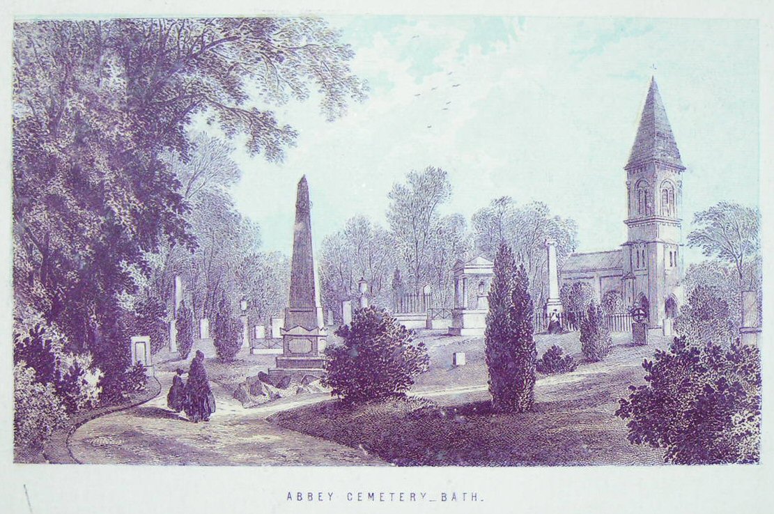 Chromo-lithograph - Abbey Cemetery - Bath. Crimean Monument - T
